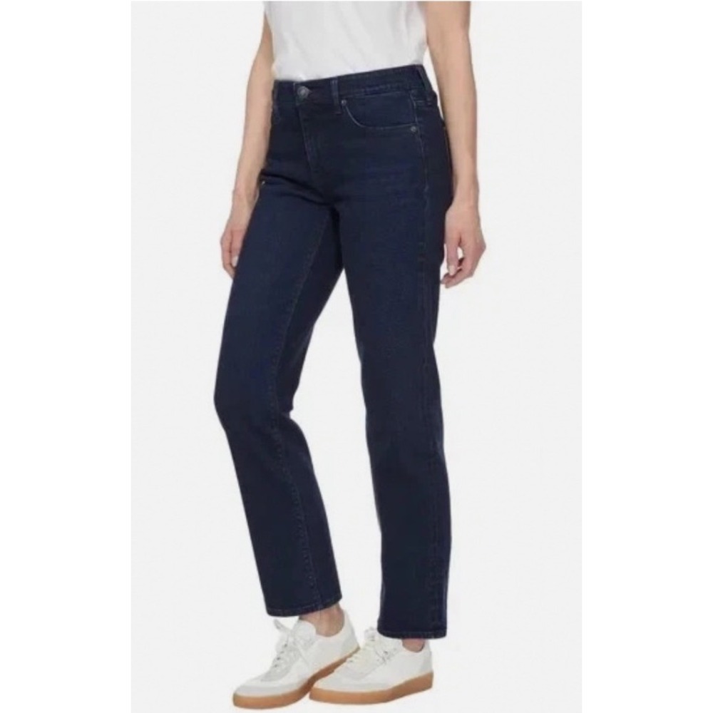Hudson Los Angeles Holly High Rise Straight Leg Jeans Dark Indigo Size 14